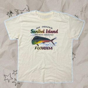 Sanibel Island Beach Brand Fishing Florida White Tee - Size XL